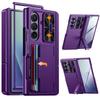 For Samsung Galaxy Z Fold 7 Case RFID Wallet with Cards Holder[Kickstand][Camera Cover] Shockproof Silicone Protective Phone Case-Purple