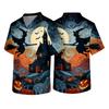 Men's Short Sleeve V Neck Halloween Print Pocket Scrub Top Medical Workwear Uniform Comfortable Fit Breathable Fabric