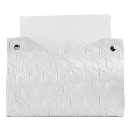 Tissue Box PU Leather Tissue Holder Smooth Dispensing Decorative Paper Towel Case Simple Style Organizer for Home Office Desktop