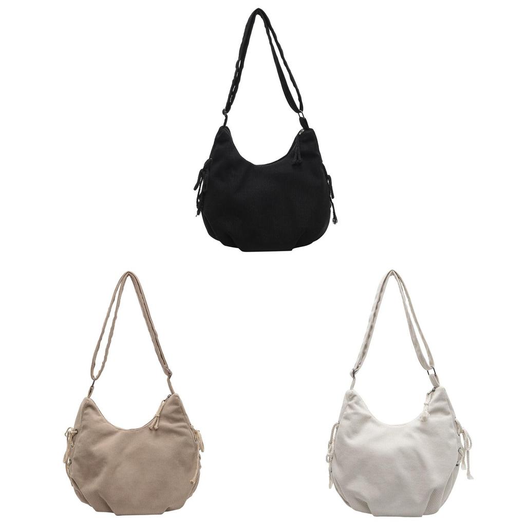Cotton Corduroy Tote Bag With Zipper Closure For Daily Commuting And Office Use