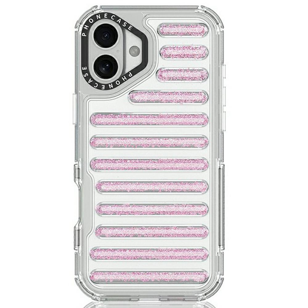 

For iPhone 16 Plus Case Capsule Glitter PC + TPU Phone Protective Cover C