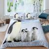 Cute Penguin Duvet Cover Animal Pattern Bedding Collection Comforter Cover For Boys Girls Kids Room Decor Full Size With 2 Pillow Case
