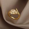 Fashion Palm Leaf Shape Open Rings For Women Gold Color Zircon Adjustable Finger Ring Girls Korean Party Jewelry Gift
