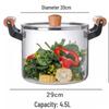 4.5L Heat-Resistant Borosilicate Glass Pot with Wooden Handles
