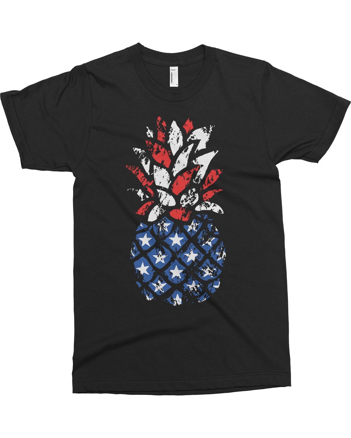 American Flag Pineapple Men s T shirt USA Patriotic S