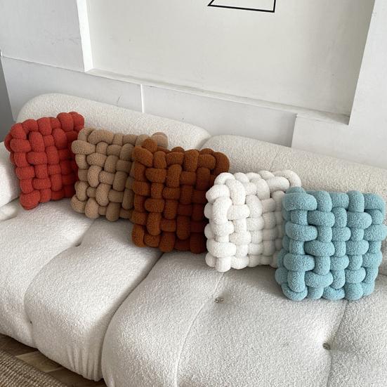 Throw Pillow Elastic Fluffy Soft Touching Sherpa Square Woven Chair Seat Cushion Pillow Home Supplies