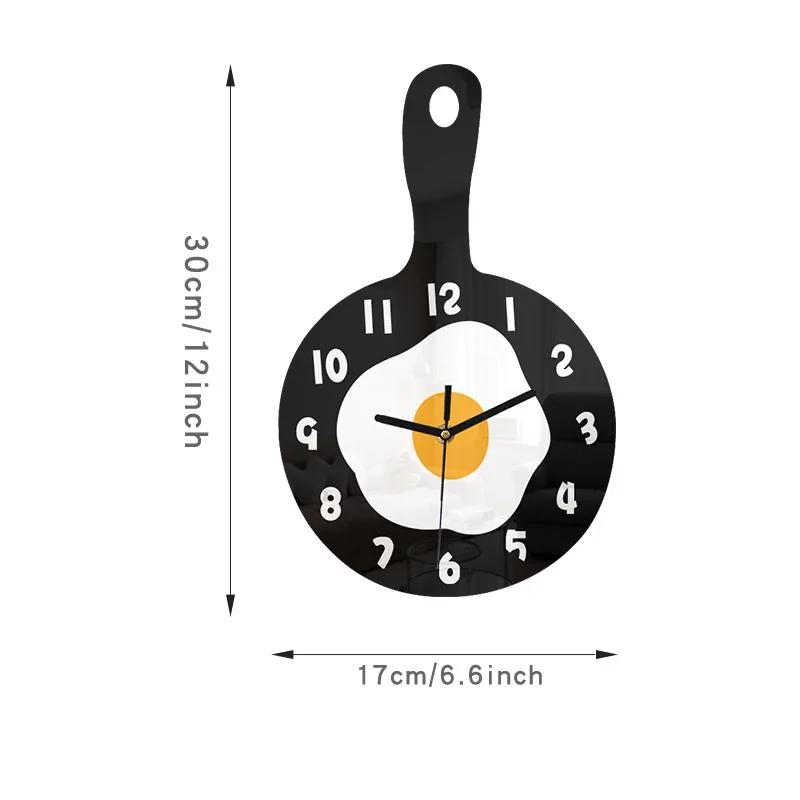 

Fried Egg Wall Clock - Fun Kitchen Decor with Iron Pot Design, Breakfast-Themed Hanging Clock for Living Room & Cooking Space 12 inch чёрный