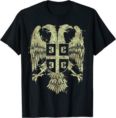 Serbian Double Headed Eagle Serbia Coat of Arms Fan Men TShirt Short Sleeve Casual Cotton ONeck Summer  TShirt