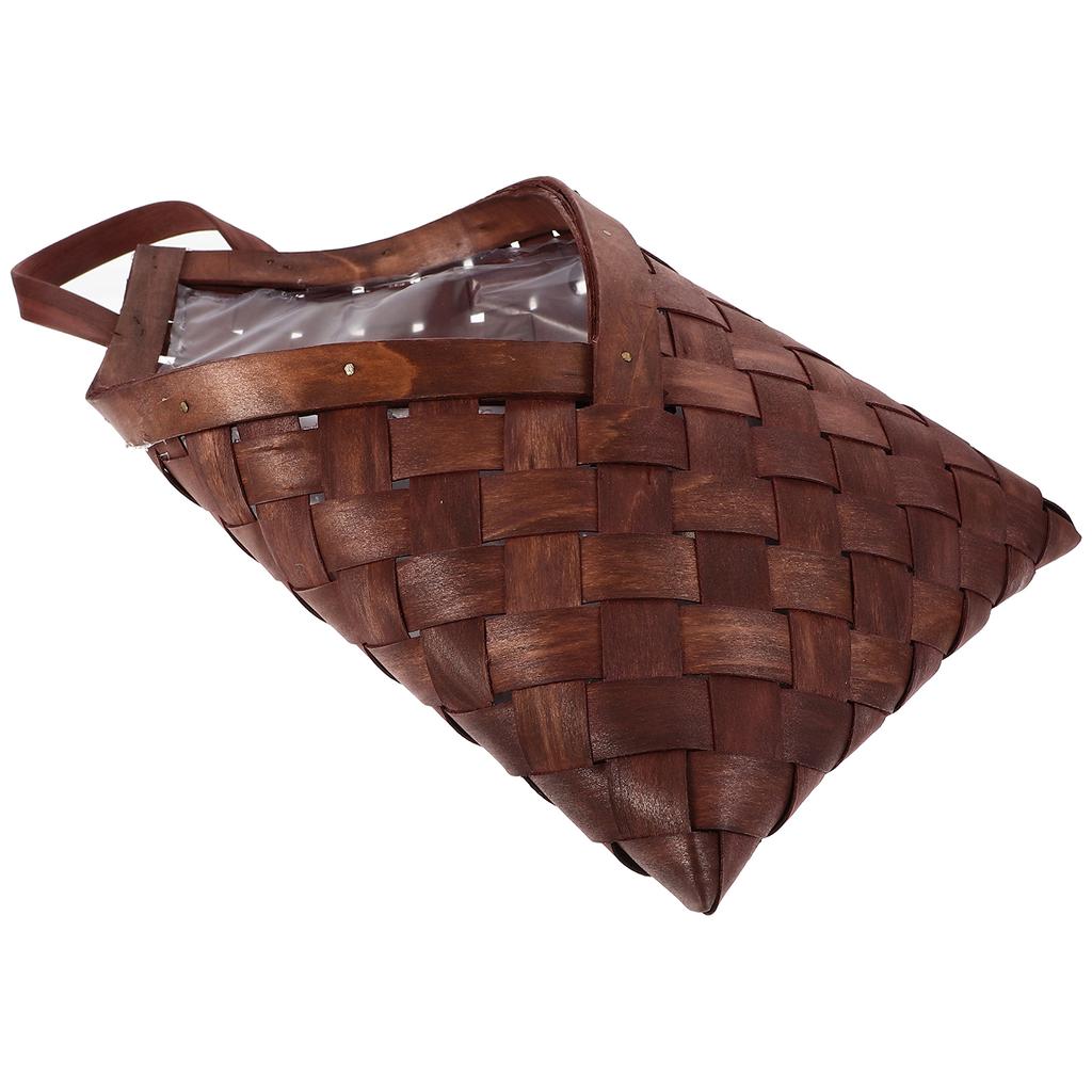 Hanging Floral Basket Wooden Wall Flower Container Pots Artificial Plants Indoor