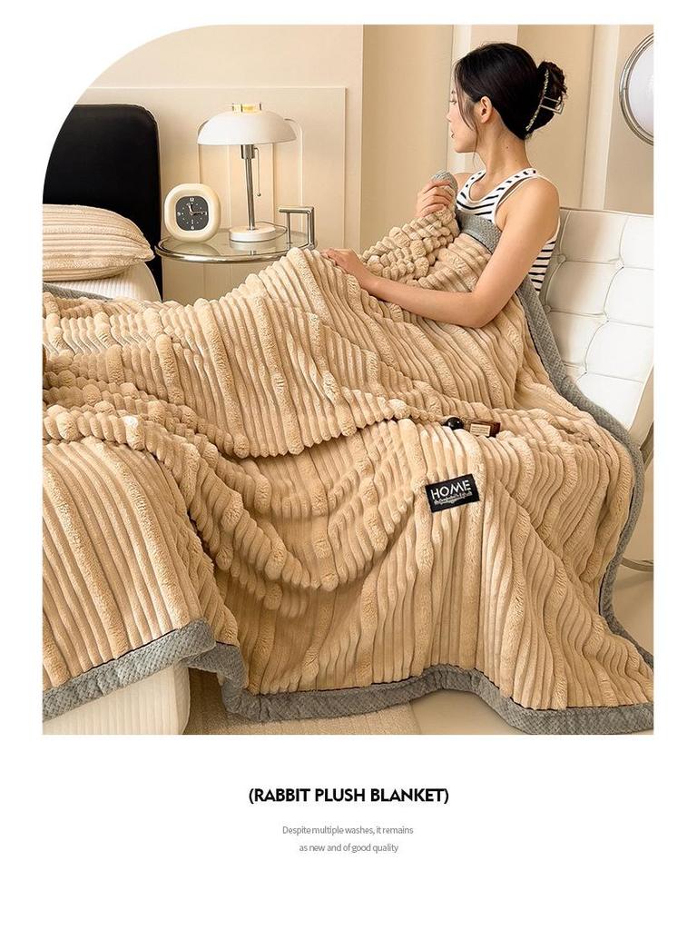 Klasse A Kaninchen Plüsch Korallenfleece Decke – Dick, Doppelseitig, Ideal für Winter, Büro, Sofa oder Auto.