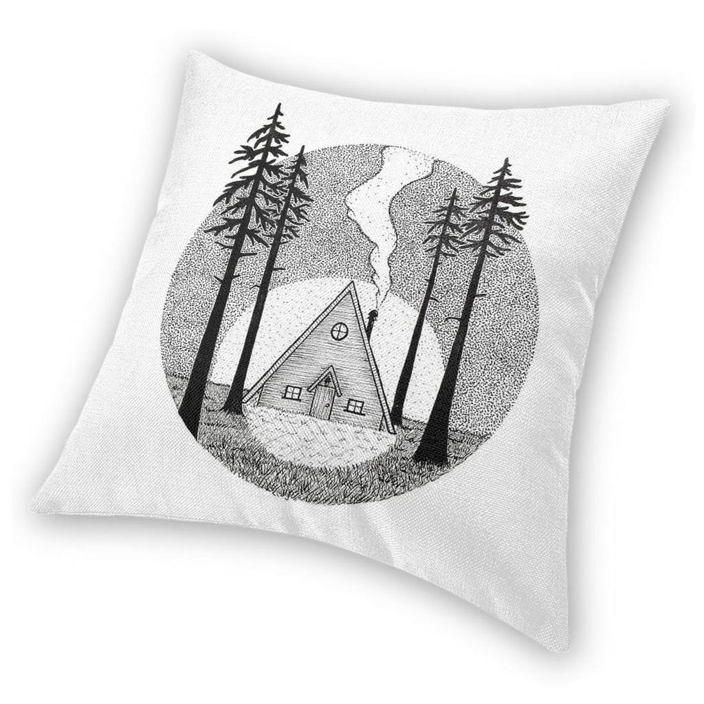 Forest Cabin Camp Square Pillowcase Polyester Linen Velvet Printed Zip Decor Throw Pillow Case Sofa Cushion Cover 18"
