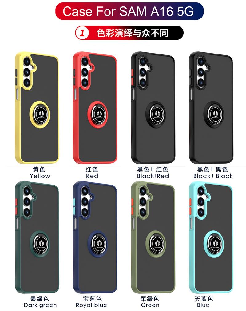For Samsung Galaxy A16 5G Deksel SM-A166B Matt Magnetisk Ringholder Støtsikre Armor-deksler For Samsung A16 A 16 5G Deksel