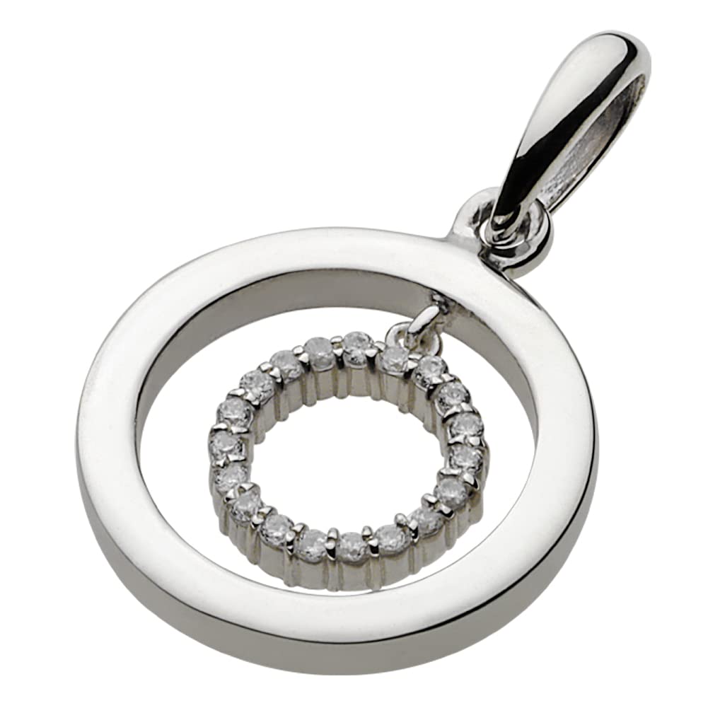 

Double Circle Simple Pendant Zirconia fp0165 [Figmart] [Silver Accessory]