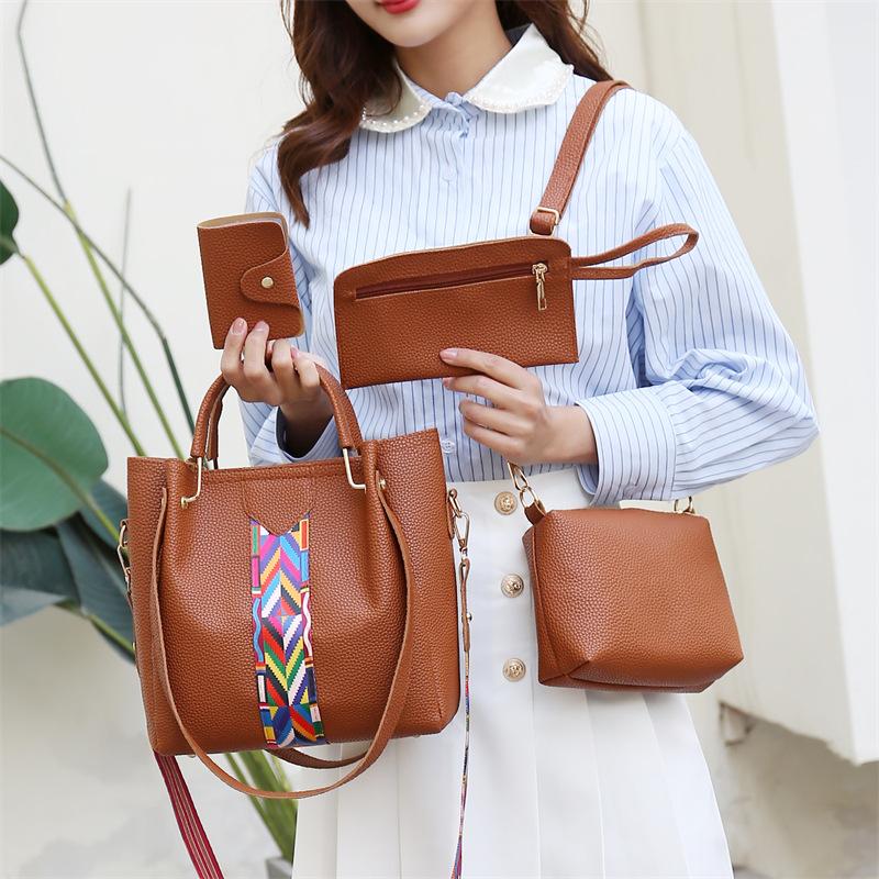 Set Damentasche mit Litschi-Muster, modische One-Shoulder-Tasche, leicht anzuheben und Cross-Bag
