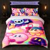 Kirby Print 3-teiliges Bettwäsche-Set 1 Bettbezug und 2 Kissenbezüge Weiche Bettwäsche für Haushalt Schlafzimmer