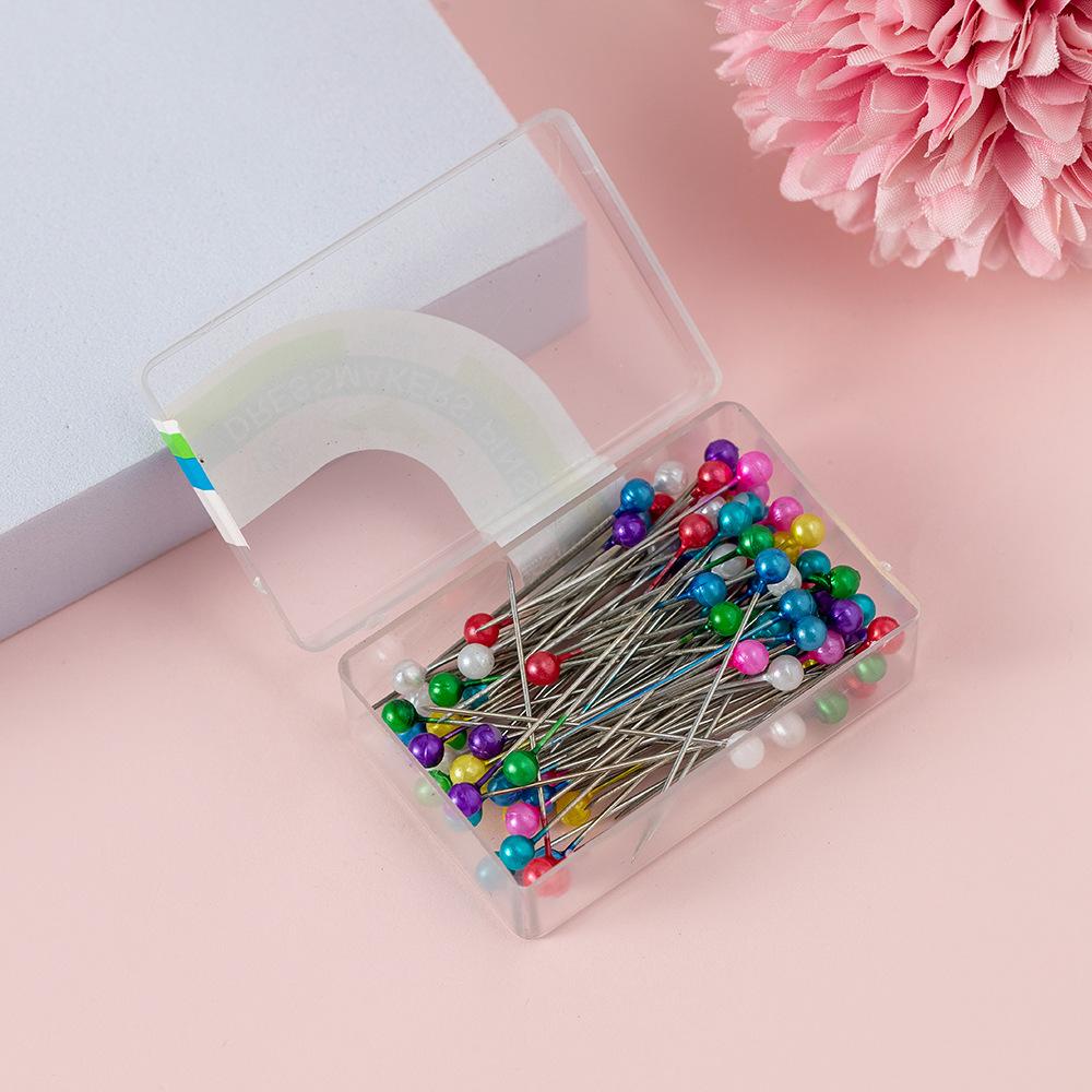 100er Pack Dekorative Perlenkopfstecknadeln mit Aufbewahrungsbox für Nähen, DIY-Basteln, Bürotisch und Stoffmarkierung