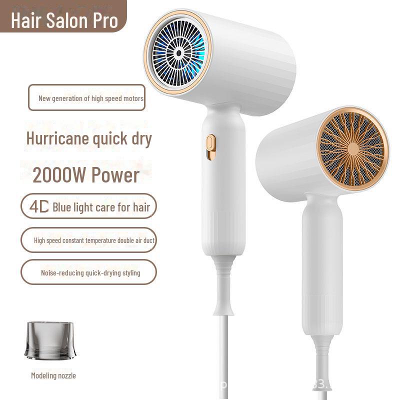High-speed Hair Dryer with Strong Wind, Blue Light, and Hot/Cold Settings for Quick Drying, Ideal for Home or Salon Use