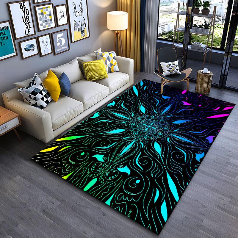Colorful Mandala Pattern Carpet suitable as a non-slip mat for the living room or bedroom sofa