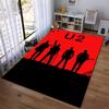 "Silhouette Band Design on Red Background Non-slip rug suitable for living room and bedroom sofas"