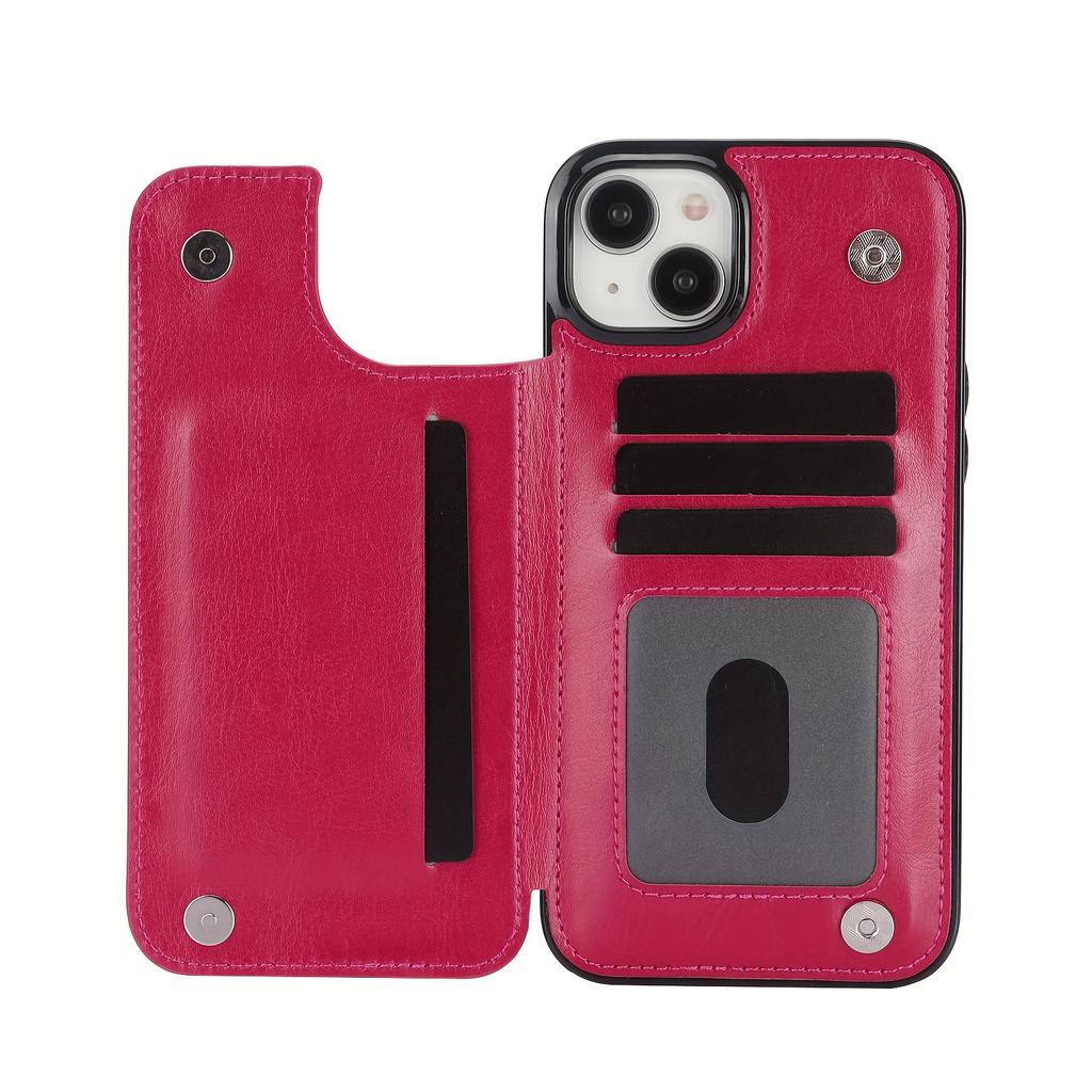 Handytasche, Brieftaschen-Handyhülle mit Kartenhalter, PU-Lederhülle mit Ständer und Kartenfächern, doppeltem Magnetverschluss und langlebiger, stoßfester Hülle für das iPhone
