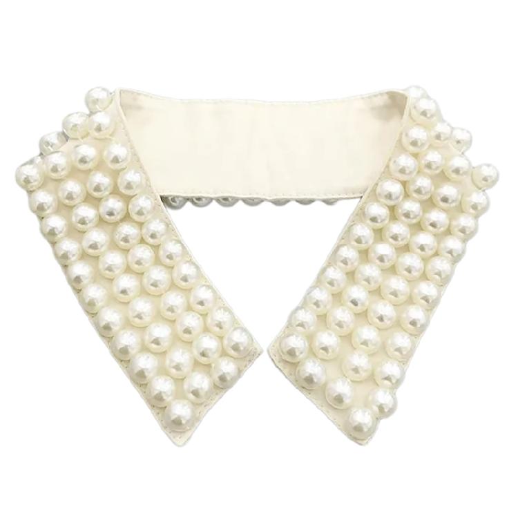 Elegant Pearls Beaded Bib Faux Collar Half Shirt for Women Lapel False Collar Detachable Collar Neckline Choker Necklace