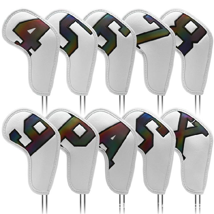 10Pcs PU Leather Waterproofs Golfs Iron Head Cover Golfs Iron Head Protective Cover Golfs Accessories Gifts for Golfers