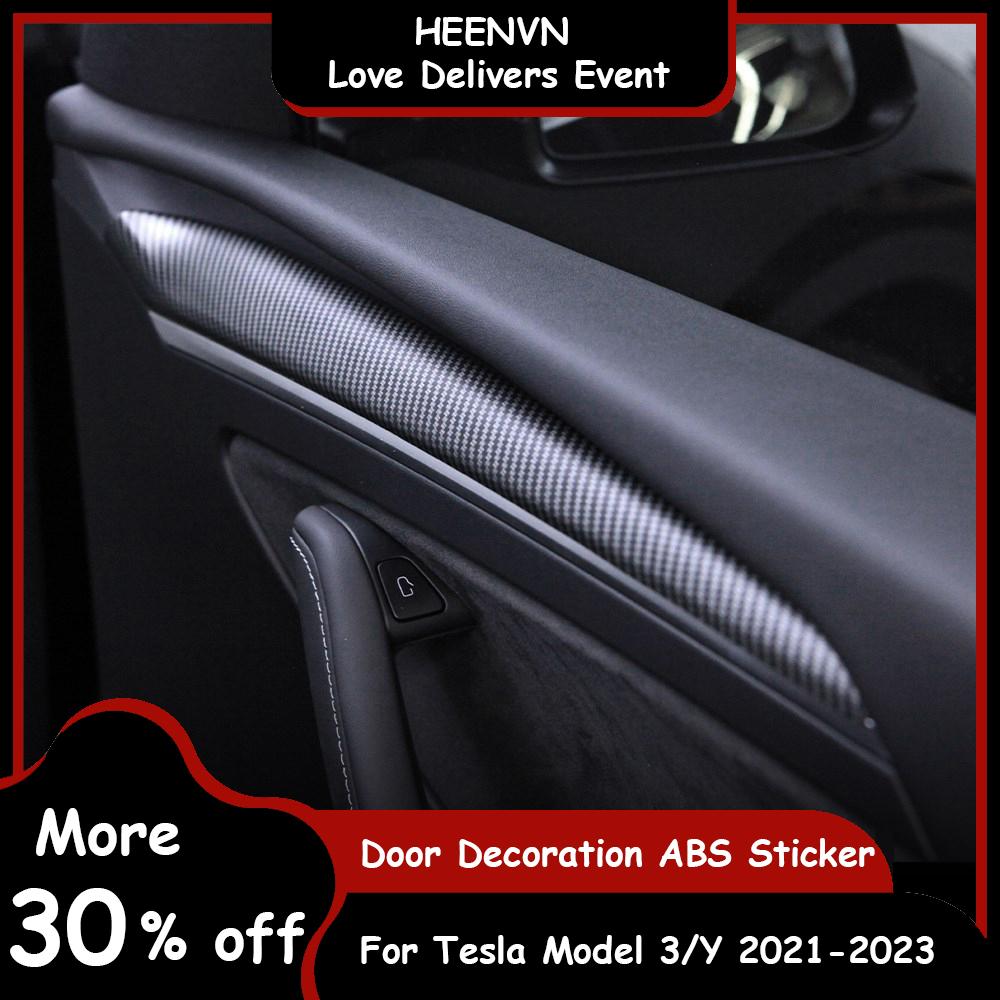 

Heenvn For Tesla Model 3 2023 Accessories New Car Door Decoration Sticker Matte Carbon Fiber ABS Model Y 2022 Model3 Model