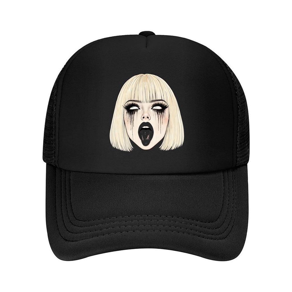 Blonde Pop Art Tongue Out Portrait Mesh Baseball Cap For Womens Unisex FeUnisex Beach Dad Hat Hip Hop
