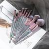 10 Pcs Makeup Brush Scallion Powder Crystal Handle with Sequins Face Eye Fiber Hair Beauty Tools