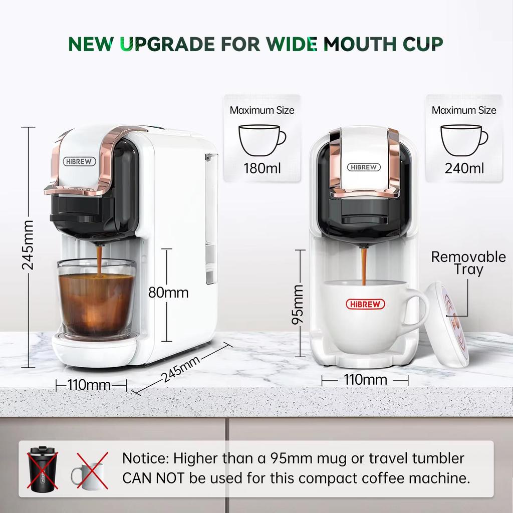 New HiBREW Multiple Capsule Coffee Machine, Hot/Cold Dolce Gusto Milk Nespresso Capsule ESE Pod Ground Coffee Cafeteria 20Bar 5 in 1