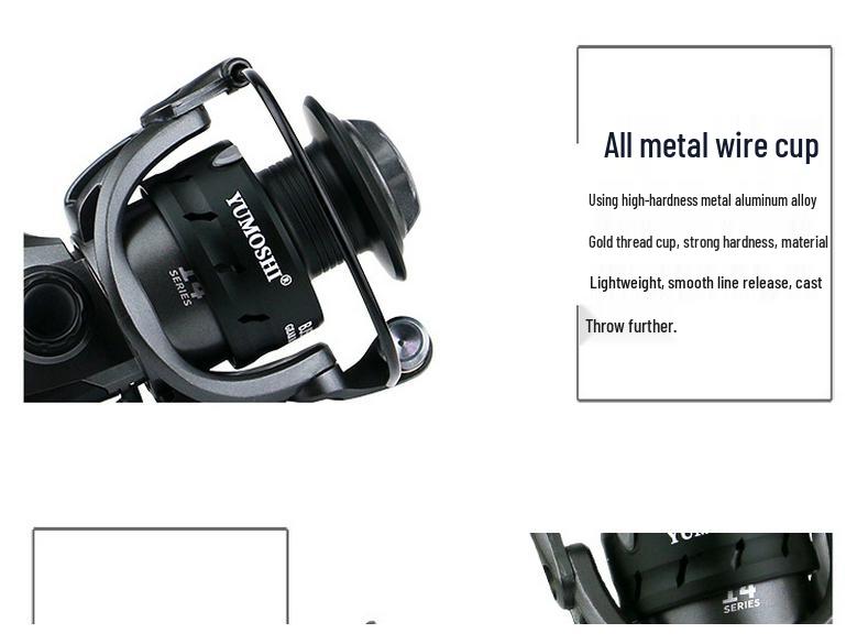 YUMOSHI Metal Spool Spinning Reel for Raft, Sea, Rock Fishing, and Lure Fishing with Metal Handle.
