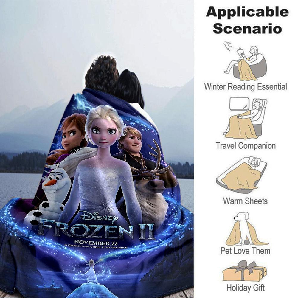 1 szt. Frozen II Miękki flanelowy koc na każdą porę roku do domu, biura, na zewnątrzWytrzymały komfort Miękki ciepły koc do domu
