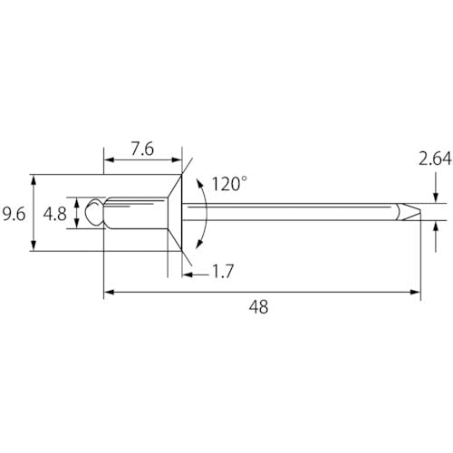 Remaches Ciegos EBI, Cabeza Avellanada (1000 piezas), Aluminio/Acero, 6-2, NSA62K