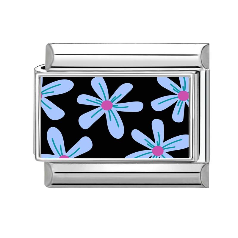 Schönes schwarzes Druckdesign Hase Katze Hund Blumen Herz Y2K Italienischer Charms Glieder Passend für 9mm Edelstahlarmband DIY Herstellung