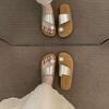 New Thick-soled One-shoulder Sandals of Water Diamond Women's Shoes and Slippers