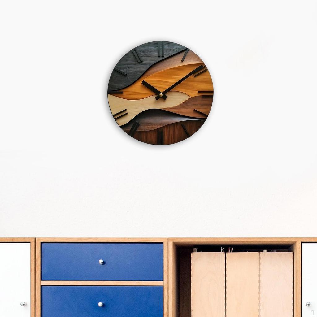 Holz Wanduhr Dekorativ Leise Ornament Geräuschlos für Zimmer Innen Einzugsgeschenk Zuhause