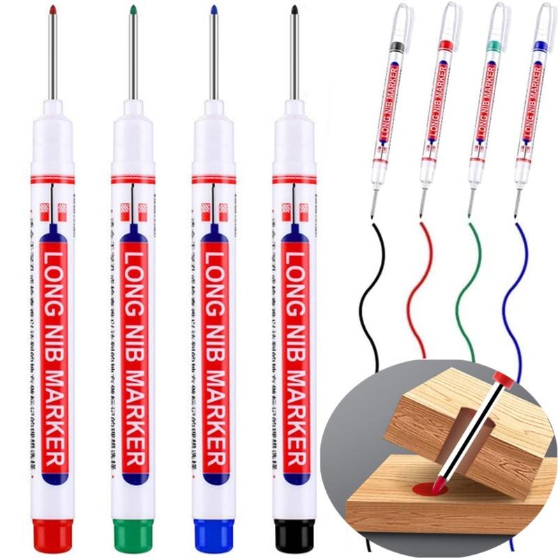 5pcs 20mm Deep Hole Long Nib Head Markers For Metal Perforating Pen Waterproof Bathroom Woodworking Decoration Multi-Purpose Pen
