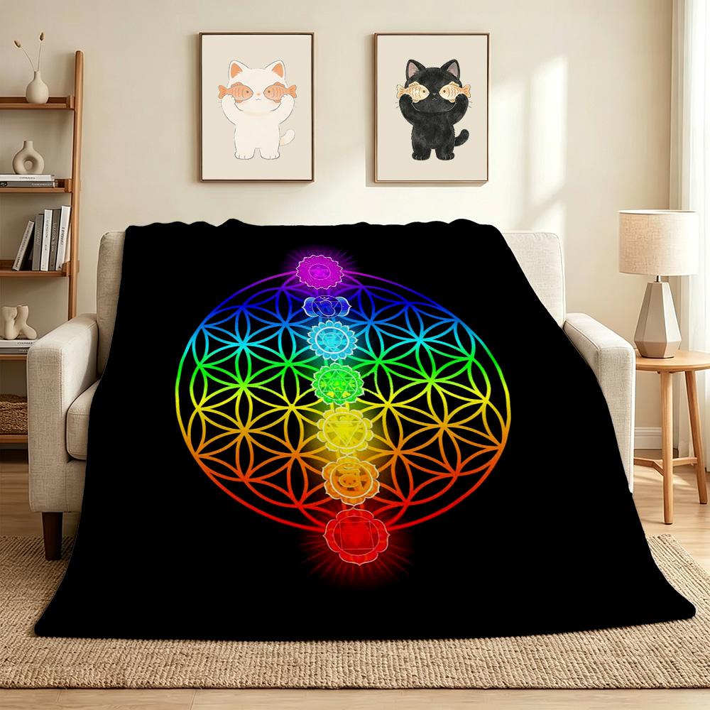 Chakra Balance Flannel Blanket Throw Blanket Soft Warm Sofa Bed Camping Car home Decor Unique Christmas Gift C9302631