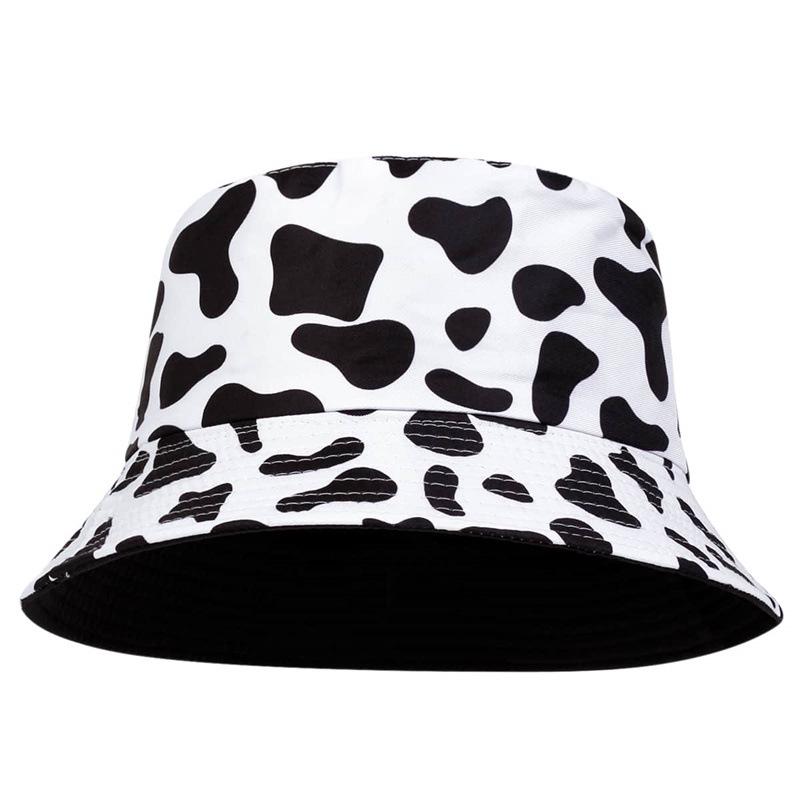 Cartoon Panda Fisherman Hat - Women's Korean Style, Double-Sided, Flat Top, Sun Protection, Casual Cow Design