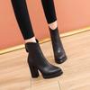 Fashion 2024 High Quality Shoes Female Slingbacks Women's Boots Autumn Pointed Toe Solid High Tube Block Heels Zipper Fashion Boots