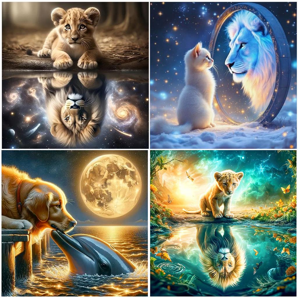 Animal DIY No Frame Acrylic Paint-By-Number Kit 40*40cm Acrylic Paint By Numbers Kit On Canvas for Adults Gifts Home Decor