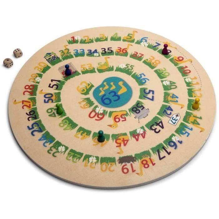 3-in-1 Board Game - Game of the Goose, Tock and Ludo - Wooden Board Game