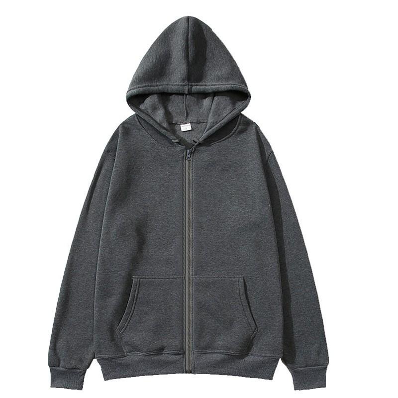 Felpa Unisex con Cappuccio e Zip Oversize Casual Pullover Leggera Misto Cotone Manica Lunga