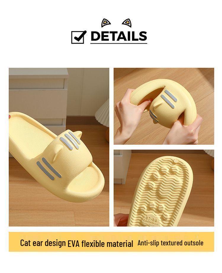 Women’s Non-slip Cartoon Kitten Slippers - Summer Indoor/Outdoor Sandals