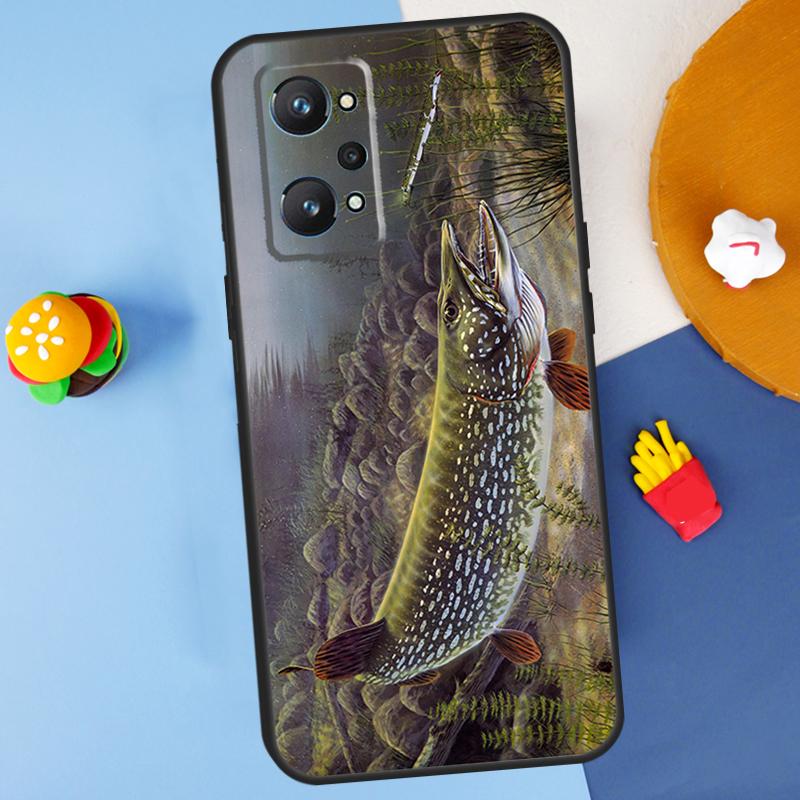 Pike Fish Fishing Lure For Realme C55 C67 C61 C75 C53 C51 C21Y C25S GT 6 6T 5 GT7 Pro 10 11 12 13 14 Pro Plus Case