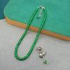 Elegant Green Agate Beaded Necklace & Gourd Ring Set for Women