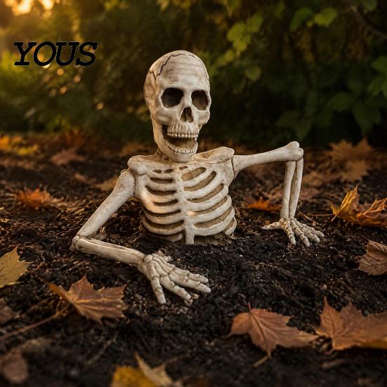Adjustable Skeleton Hands for Garden Halloween Half Body Yard Sign with Arms, Weatherproof Plastic Arm Stakes Skull Lawn Decoration