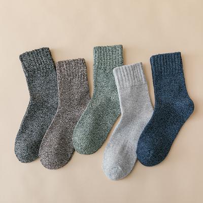 5 Paar Herren Mid Tube Socken, Dick und Warm, Vielseitig für Herbst und Winter, Dicke und Retro Socken