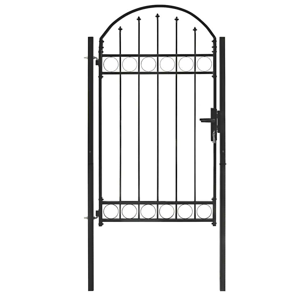 Garden Gate ASSEN with Arch Top Steel 102 X 175 Cm Black