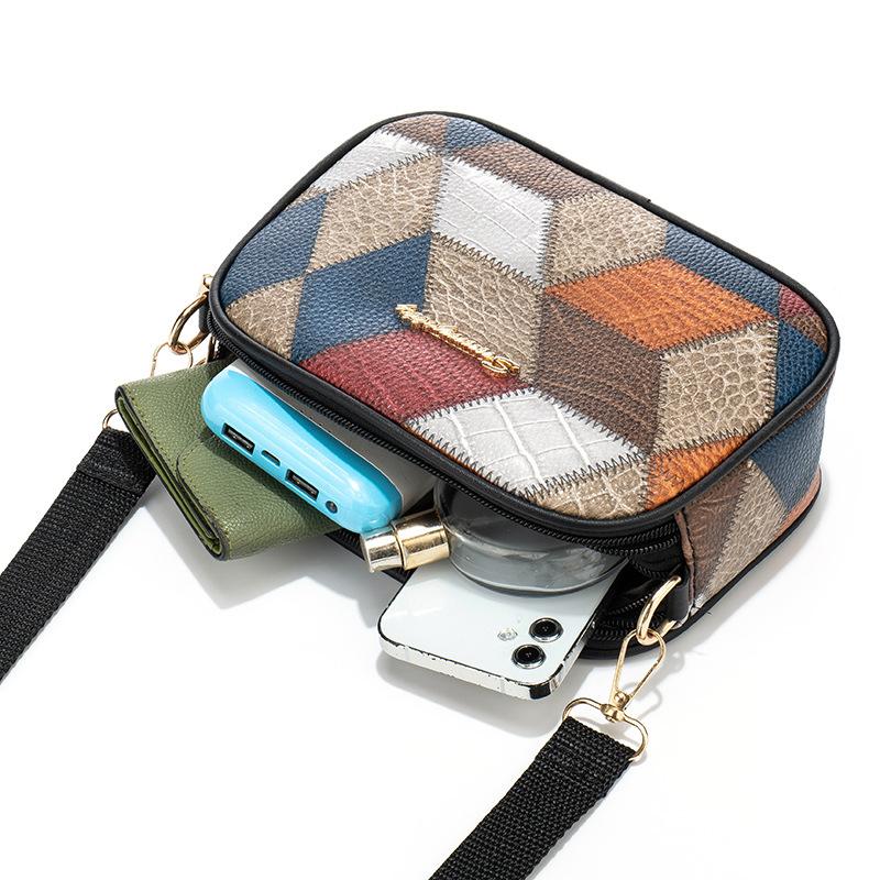 Fashionable Plaid Small Square Bag Women Small Crossbody Bag Trendy Print Daily Match PU Leather Shell Shoulder Bags